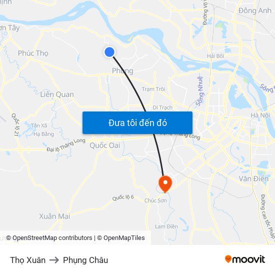 Thọ Xuân to Phụng Châu map