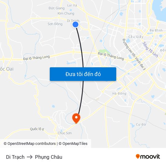 Di Trạch to Phụng Châu map