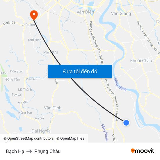 Bạch Hạ to Phụng Châu map