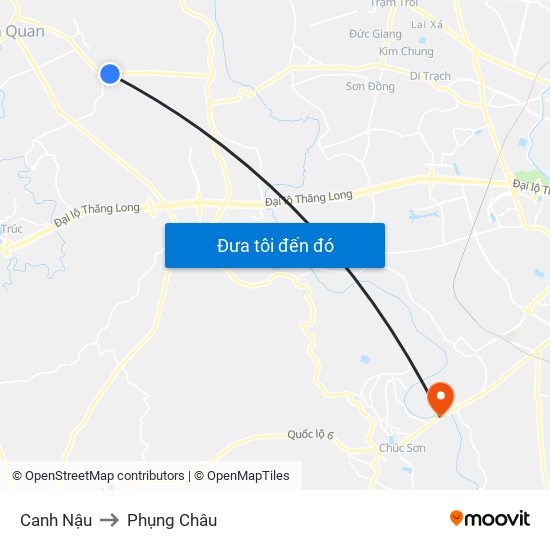 Canh Nậu to Phụng Châu map