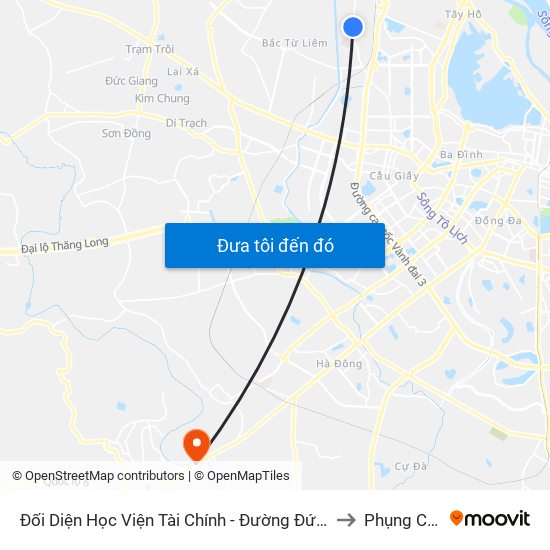 Đối Diện Học Viện Tài Chính - Đường Đức Thắng to Phụng Châu map