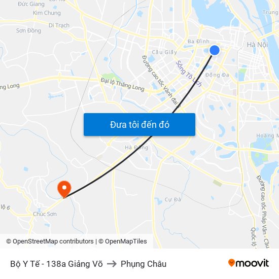 Bộ Y Tế - 138a Giảng Võ to Phụng Châu map