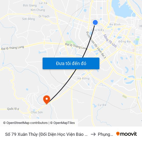 Số 79 Xuân Thủy (Đối Diện Học Viện Báo Chí Và Tuyên Truyền) to Phụng Châu map