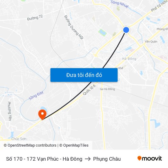 Số 170 - 172 Vạn Phúc - Hà Đông to Phụng Châu map