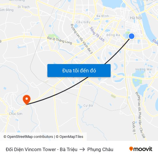 Đối Diện Vincom Tower - Bà Triệu to Phụng Châu map