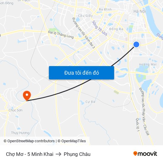 Chợ Mơ - 5 Minh Khai to Phụng Châu map