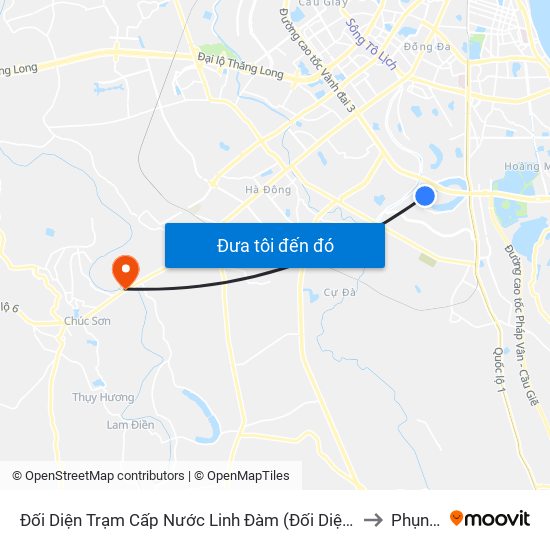Đối Diện Trạm Cấp Nước Linh Đàm (Đối Diện Chung Cư Hh1c) - Nguyễn Hữu Thọ to Phụng Châu map