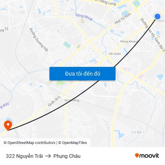 322 Nguyễn Trãi to Phụng Châu map