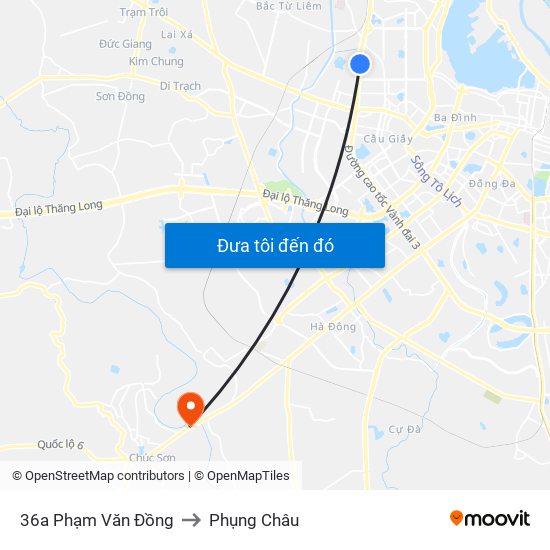 36a Phạm Văn Đồng to Phụng Châu map