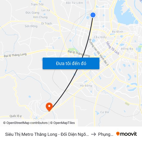 Siêu Thị Metro Thăng Long - Đối Diện Ngõ 599 Phạm Văn Đồng to Phụng Châu map