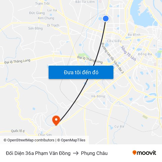 Đối Diện 36a Phạm Văn Đồng to Phụng Châu map