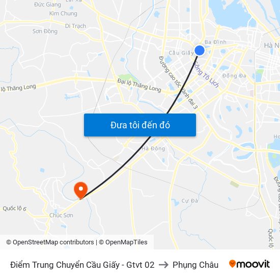 Điểm Trung Chuyển Cầu Giấy - Gtvt 02 to Phụng Châu map