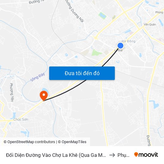Đối Diện Đường Vào Chợ La Khê (Qua Ga Metro La Khê) - 405 Quang Trung (Hà Đông) to Phụng Châu map