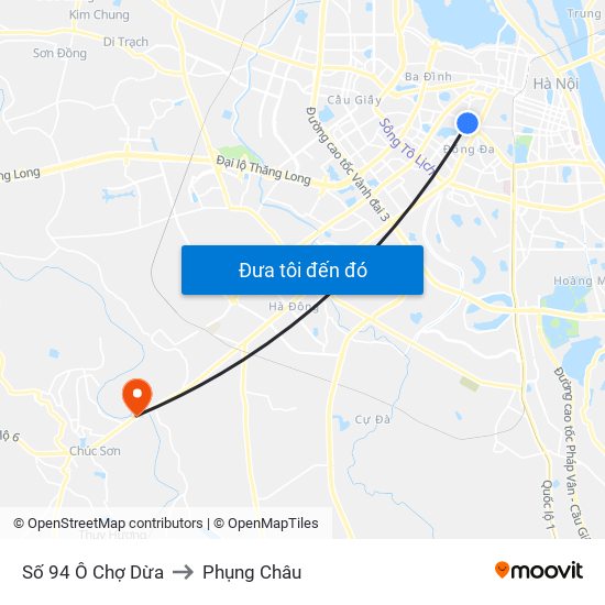 Số 94 Ô Chợ Dừa to Phụng Châu map