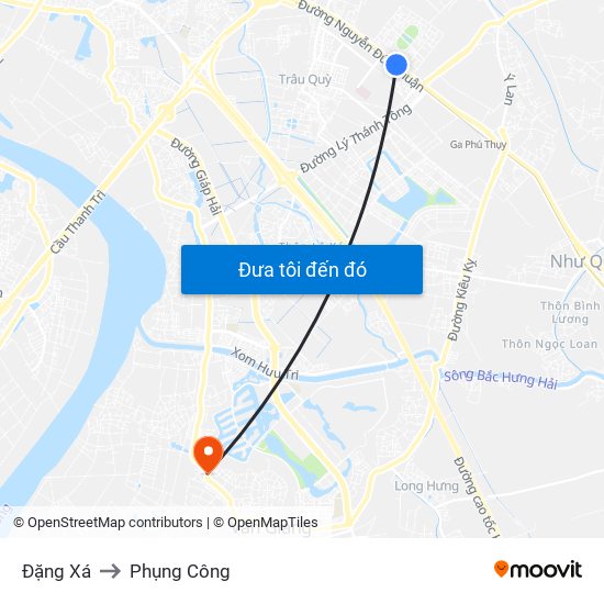 Đặng Xá to Phụng Công map