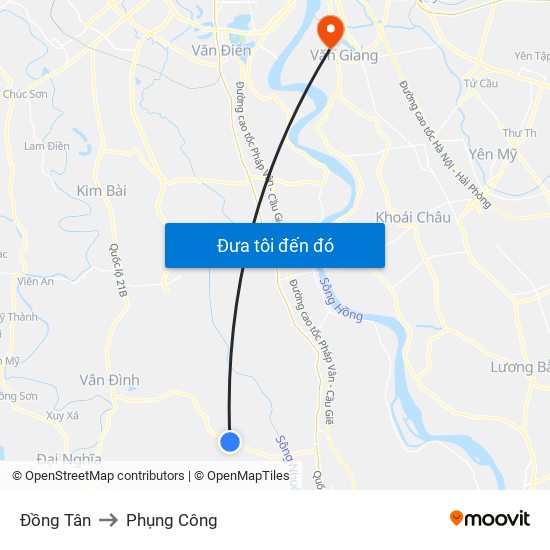 Đồng Tân to Phụng Công map