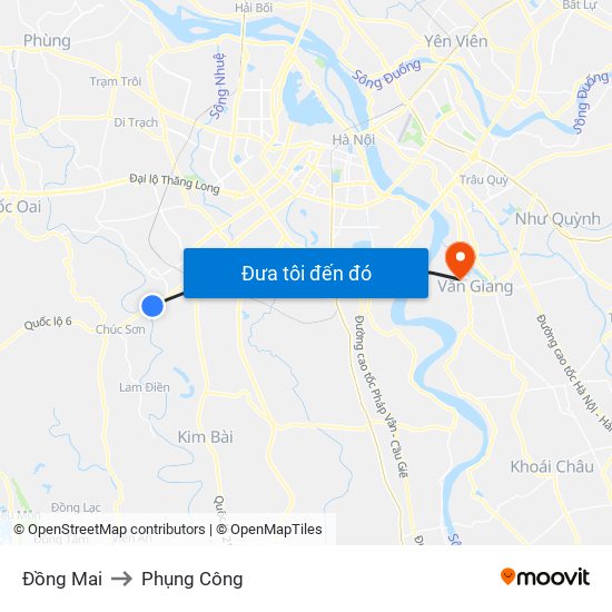 Đồng Mai to Phụng Công map