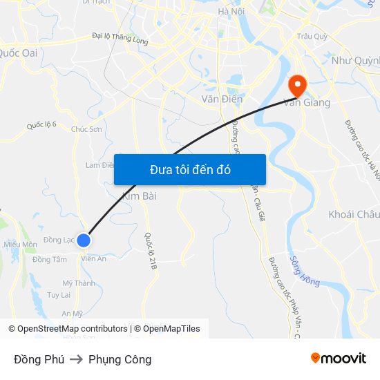 Đồng Phú to Phụng Công map