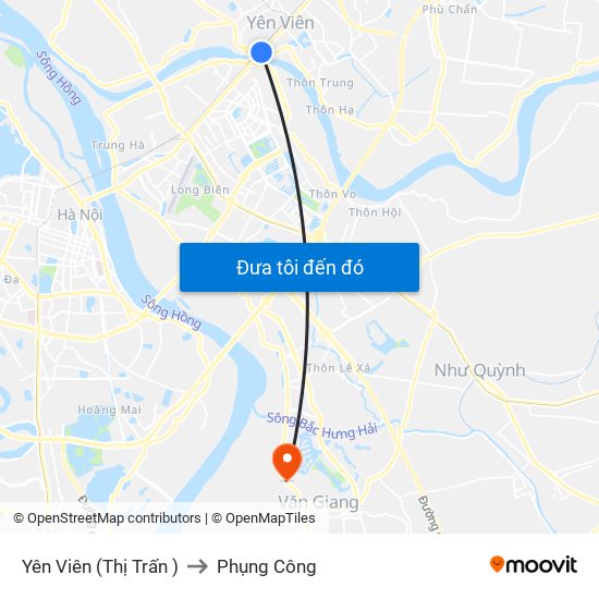 Yên Viên (Thị Trấn ) to Phụng Công map