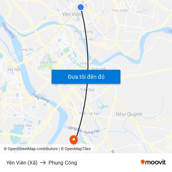 Yên Viên (Xã) to Phụng Công map