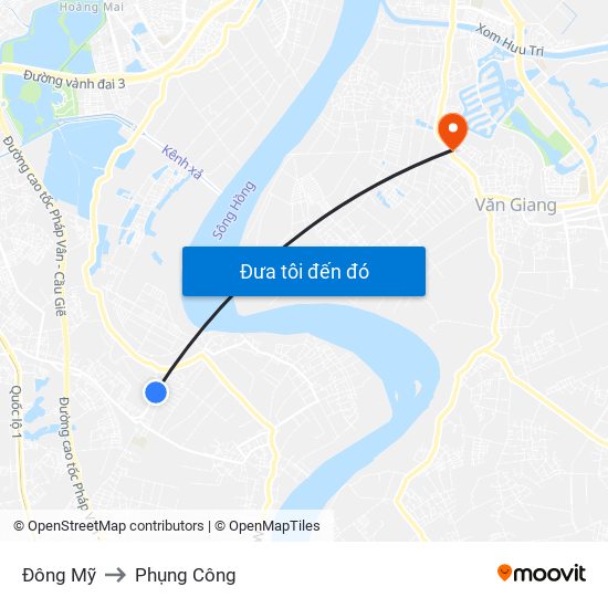 Đông Mỹ to Phụng Công map