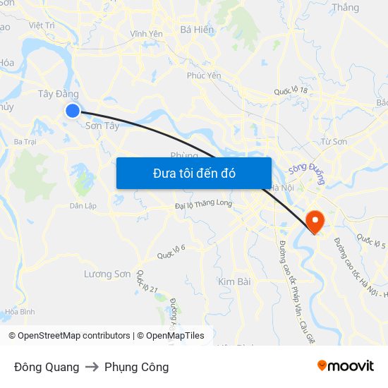 Đông Quang to Phụng Công map