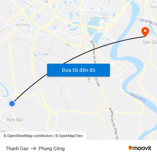 Thanh Cao to Phụng Công map