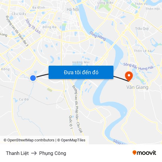 Thanh Liệt to Phụng Công map