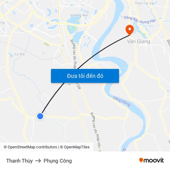 Thanh Thùy to Phụng Công map