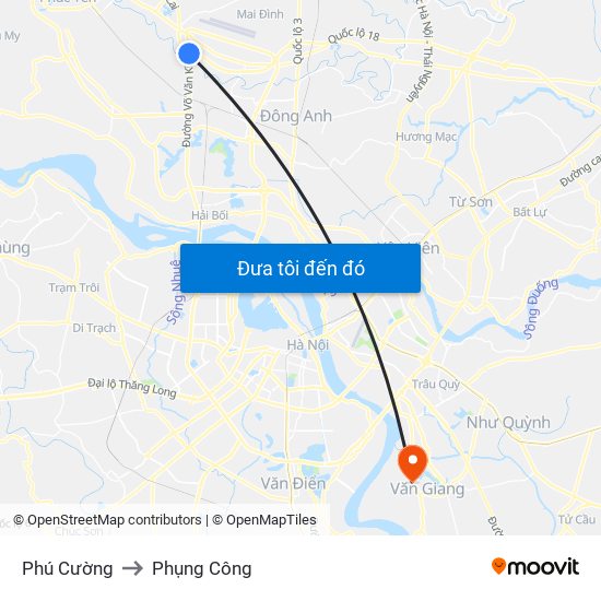 Phú Cường to Phụng Công map