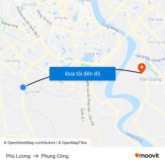 Phú Lương to Phụng Công map