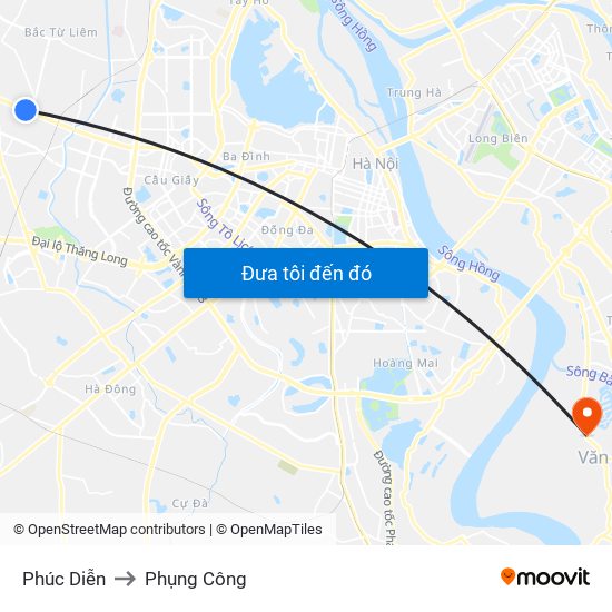 Phúc Diễn to Phụng Công map