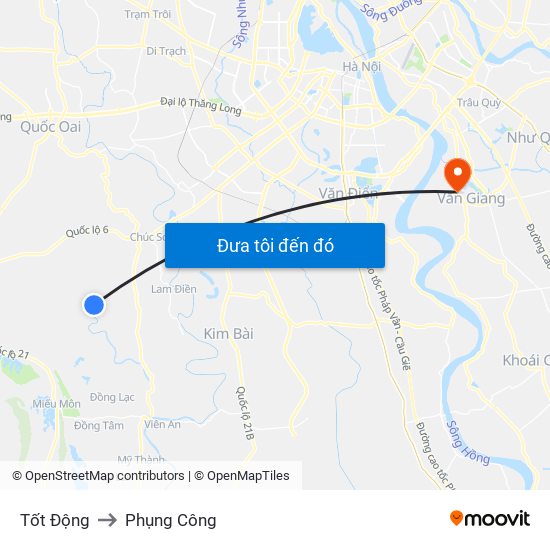 Tốt Động to Phụng Công map