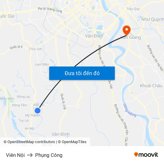 Viên Nội to Phụng Công map