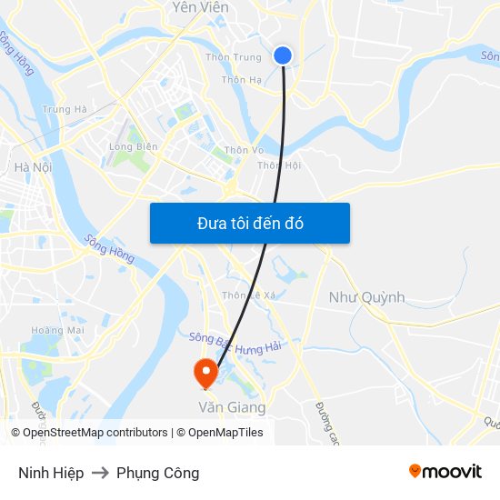 Ninh Hiệp to Phụng Công map