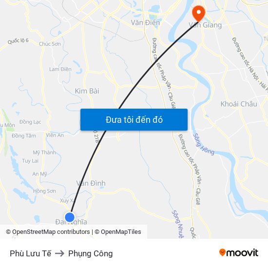 Phù Lưu Tế to Phụng Công map