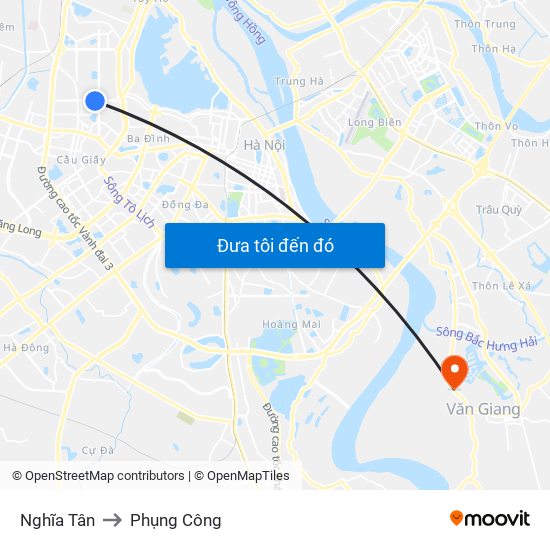 Nghĩa Tân to Phụng Công map