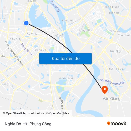 Nghĩa Đô to Phụng Công map