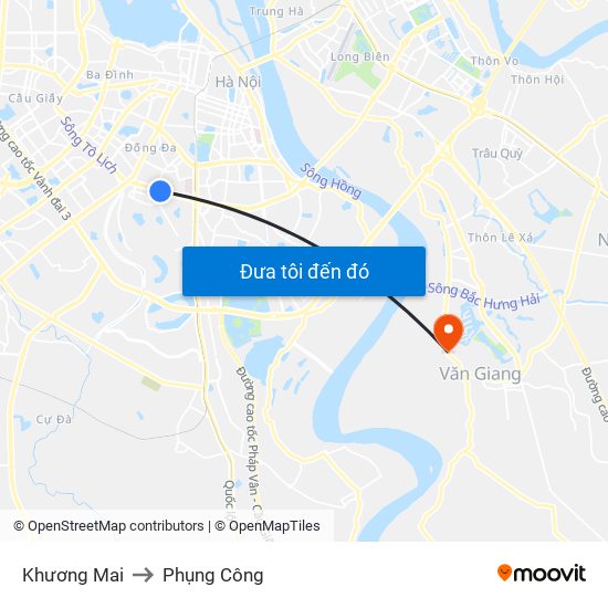 Khương Mai to Phụng Công map