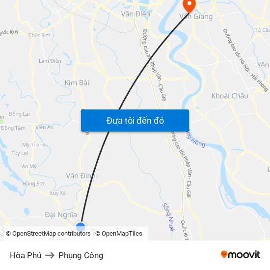 Hòa Phú to Phụng Công map