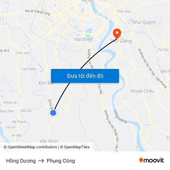 Hồng Dương to Phụng Công map