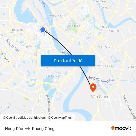 Hàng Đào to Phụng Công map