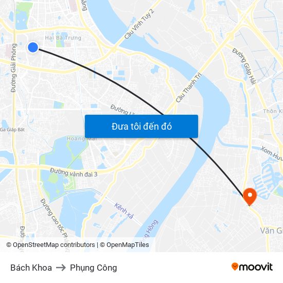 Bách Khoa to Phụng Công map