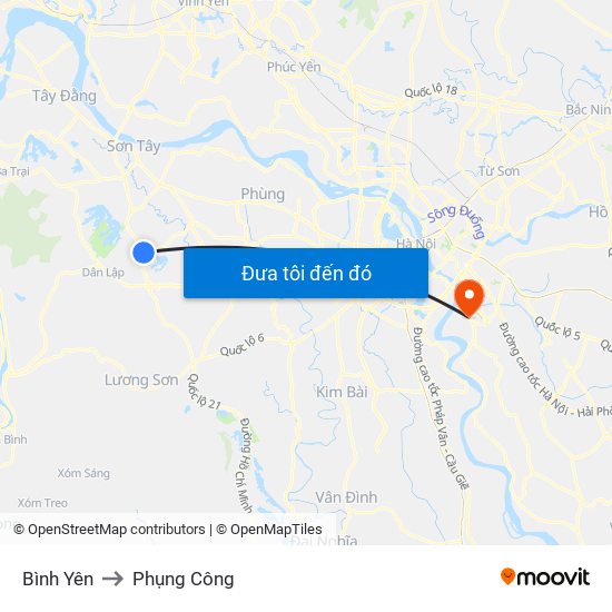 Bình Yên to Phụng Công map