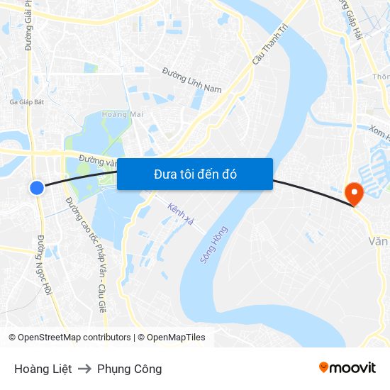 Hoàng Liệt to Phụng Công map