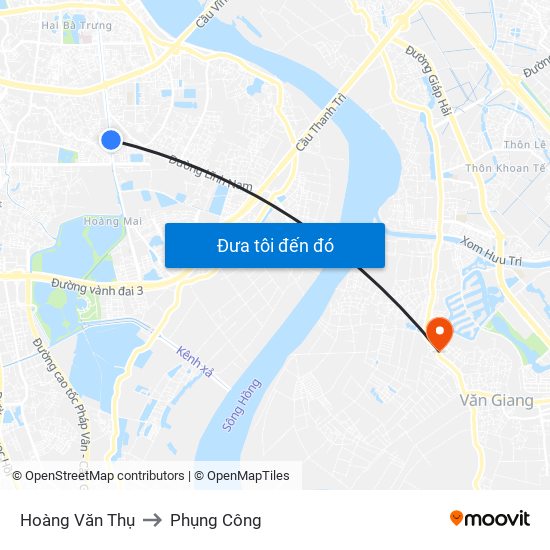 Hoàng Văn Thụ to Phụng Công map