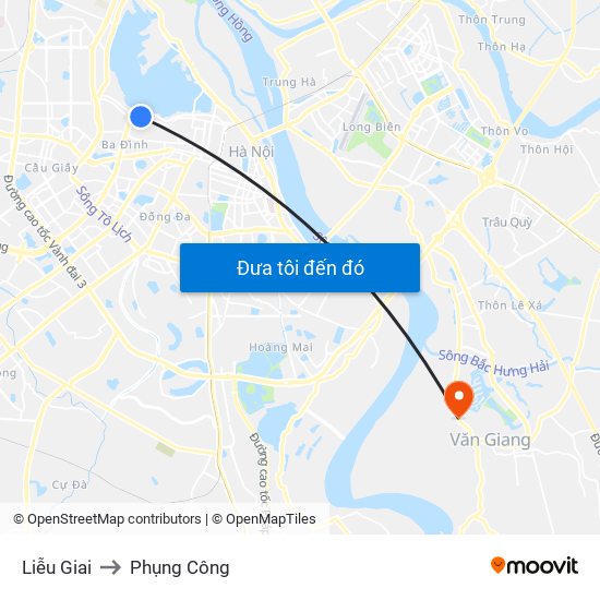 Liễu Giai to Phụng Công map