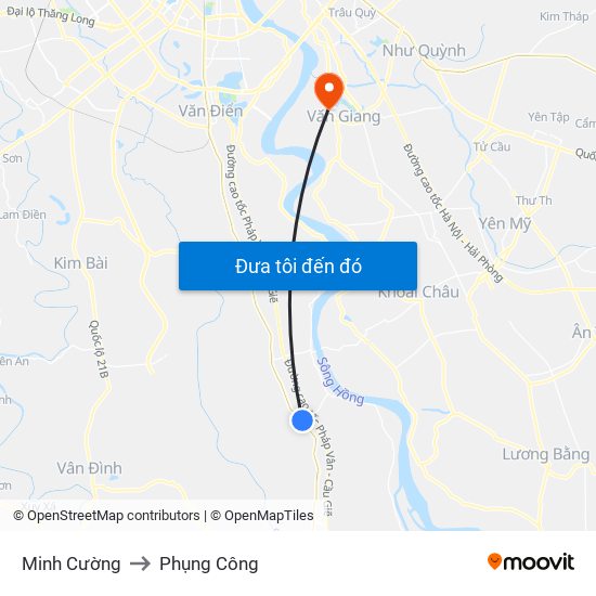 Minh Cường to Phụng Công map