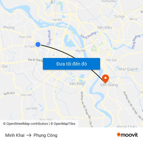 Minh Khai to Phụng Công map