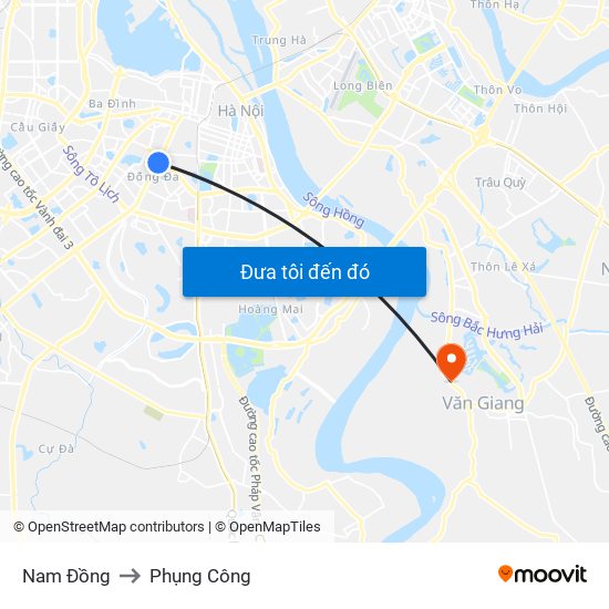 Nam Đồng to Phụng Công map